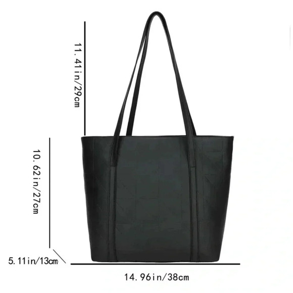 ⚠️Clearance Large Solid Black Shoulder Tote Bag - Picture 5 of 6